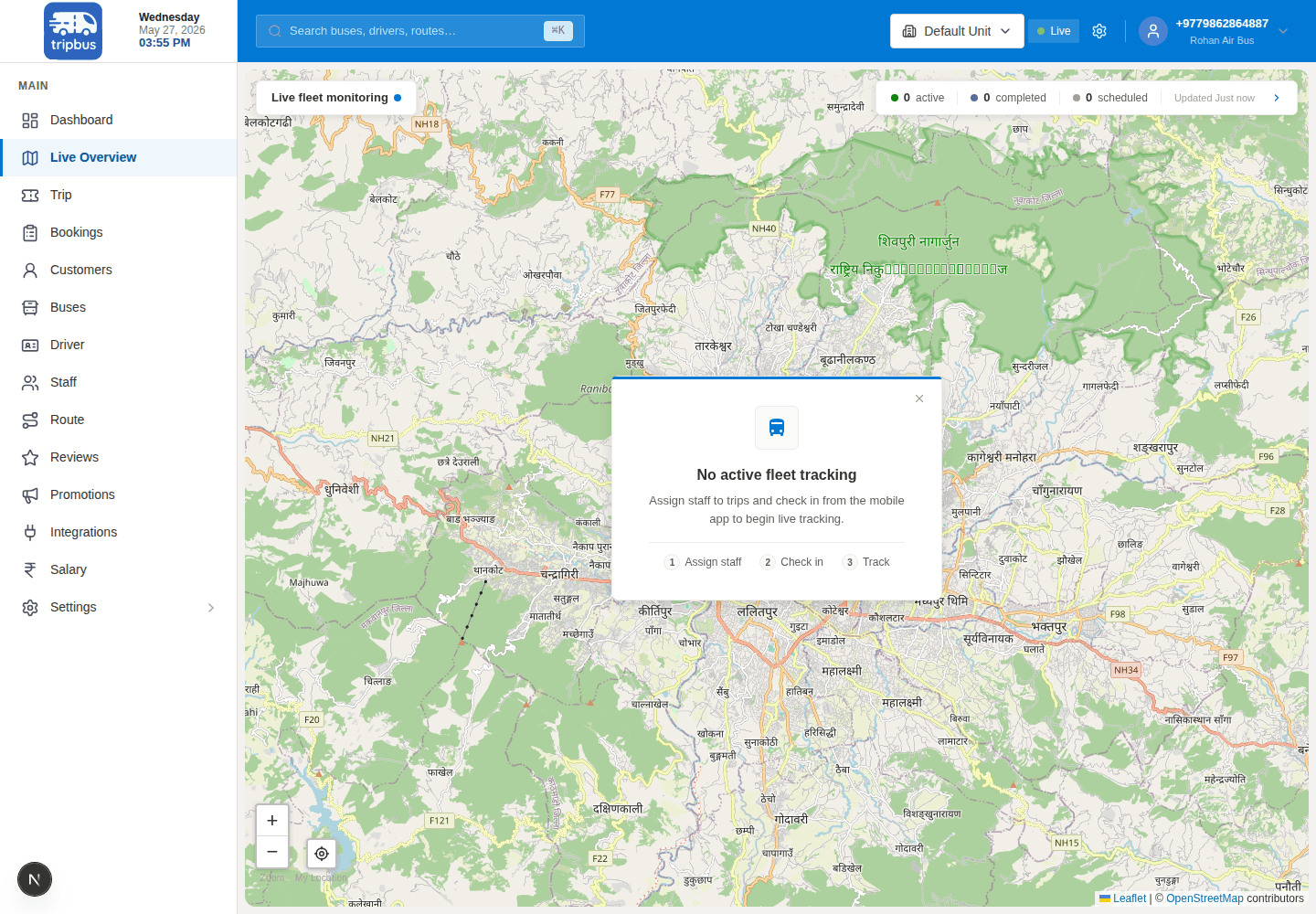 TripBus live network overview